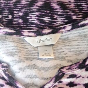 CJ Banks Purple and Black Textured Top
